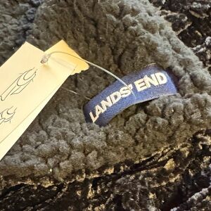Lands' End black scarf chenille an Sherpa beautiful beautiful so very soft